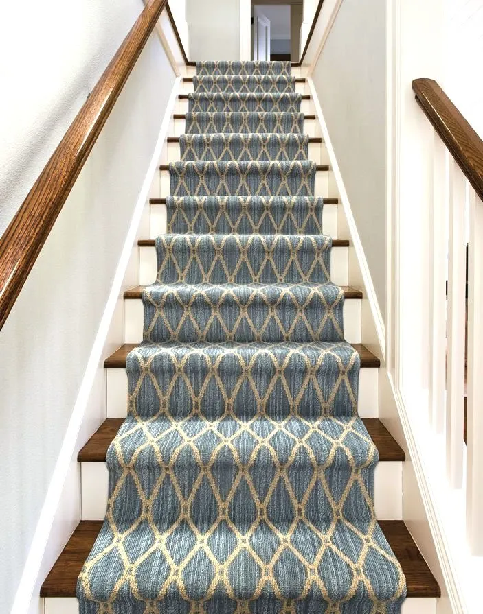Anderson-Tuftex-Street-Talk-Blue-Custom-Stair-Runner Stairs | Brian's Flooring & Design