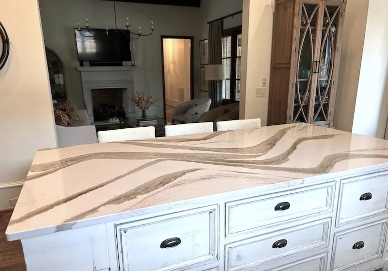 Brians-Flooring-Design-Quartz-Cambria-Brittanica-Warm-Gold-Kitchen-Island Countertop | Brian's Flooring & Design