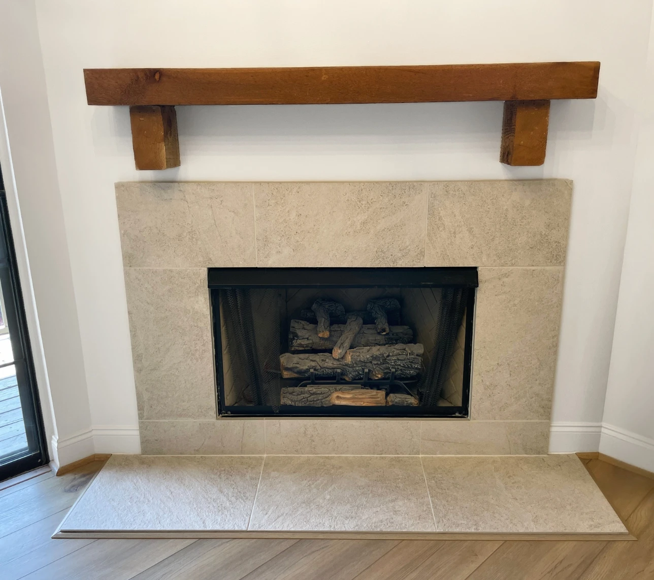 Fireplace surround wood mantle