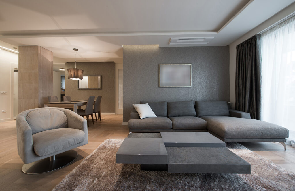 Hardwood flooring in a warm Birmingham home interior with coordinating furniture