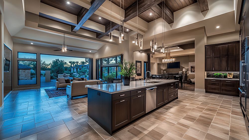 Functional Birmingham kitchen with a large countertop workspace and island