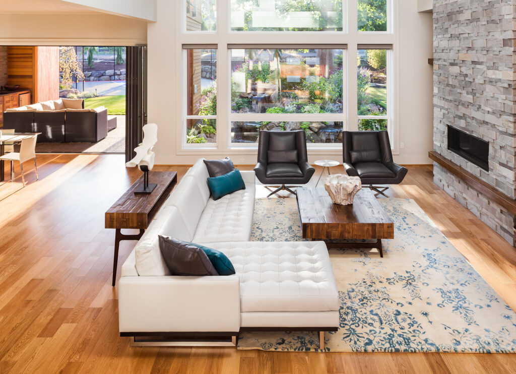 Open concept Birmingham home with matching laminate flooring